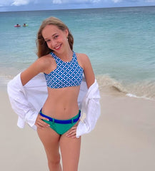 TALIA BIKINI GREEN WITH POLKA DOT TOP