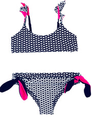 TATI BIKINI WITH BLACK & WHITE HEARTS WITH HOT PINK