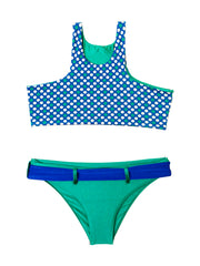 TALIA BIKINI GREEN WITH POLKA DOT TOP