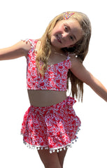 SEVILLE SKIRT FRIDA PATTERN IN RED