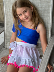 SEVILLE SKIRT COVER-UP IN WHITE & HOT PINK