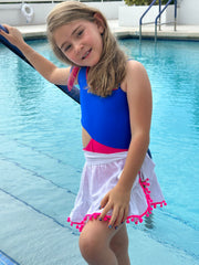 SEVILLE SKIRT COVER-UP IN WHITE & HOT PINK