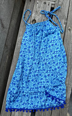 NICOLE DRESS FRIDA PATTERN IN BLUE & AQUA