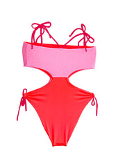 PINK MONOKINI IN ORANGE AND PINK