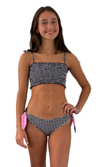 LUCIA BIKINI IN BLACK AND WHITE WITH PINK HEARTS