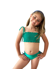 LUCIA BIKINI IN GREEN WITH POLKA DOT BOTTOM