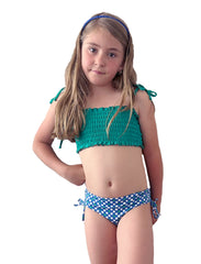 LUCIA BIKINI IN GREEN WITH POLKA DOT BOTTOM