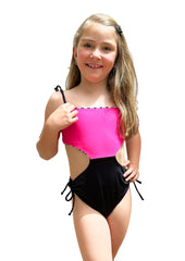 MONOKINI WITH BLACK & WHITE HEARTS WITH PINK