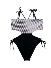 MONOKINI WITH BLACK & WHITE HEARTS WITH PINK