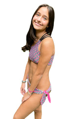 ASSYMMETRIC ONE SHOULDER BIKINI IN HOT PINK FISHIES