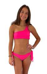 ASSYMMETRIC ONE SHOULDER BIKINI IN HOT PINK