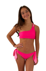 ASSYMMETRIC ONE SHOULDER BIKINI IN HOT PINK