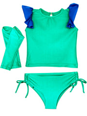 RASH GUARD SET IN EMERALD GREEN
