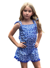 NICOLE DRESS FRIDA PATTERN IN BLUE & WHITE