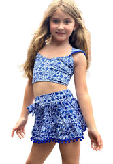 SEVILLE SKIRT FRIDA PATTERN IN BLUE & WHITE