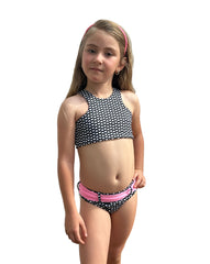 TALIA BIKINI BLACK & WHITE HEARTS WITH PINK
