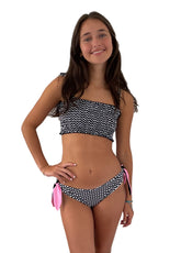 LUCIA BIKINI IN BLACK AND WHITE WITH PINK HEARTS