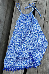 NICOLE DRESS FRIDA PATTERN IN BLUE & WHITE