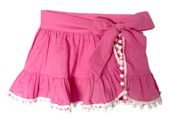 PINK SPANISH SKIRT WITH WHITE POMPOMS